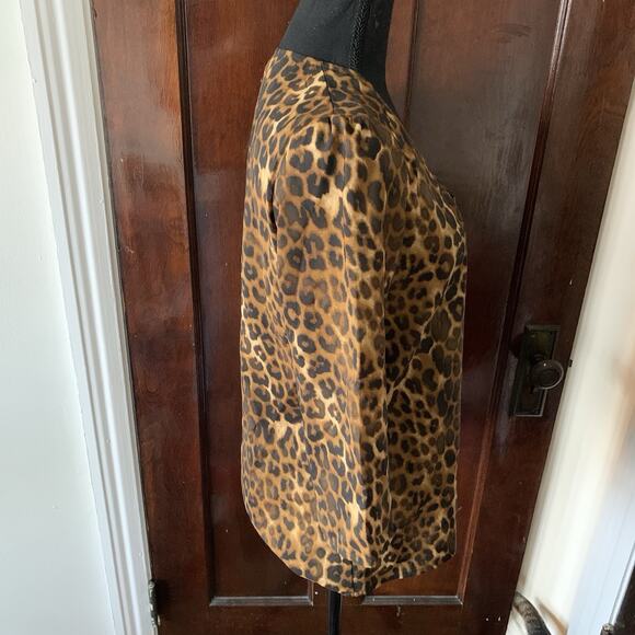 Express Leopard Print Silky Zip Front 3/4 Sleeves Blouse Women's Size SMALL - Picture 9 of 15